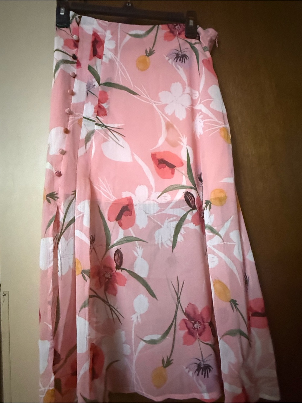 Leith Pink Floral Maxi Skirt with Multicolor Blooms